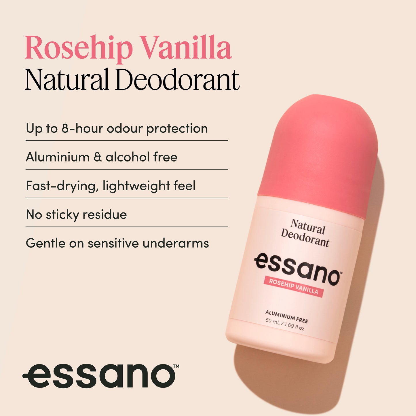 Rosehip Vanilla Natural Deodorant Roll On